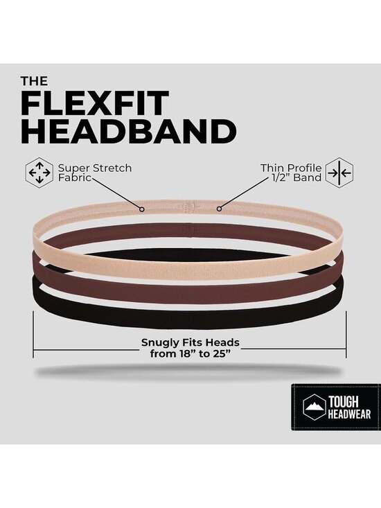 Women\'s Brown Beige Thin Elastic Headbands Running Sweatbands Hair Accessories
